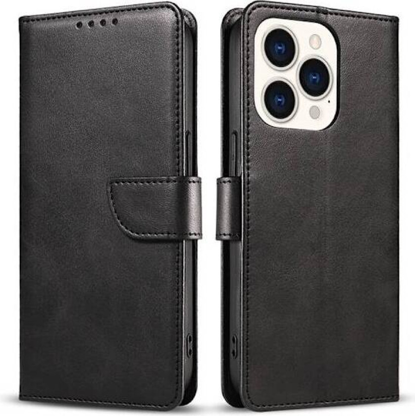 Etui til iPhone 17 Air Svart Lær Kalveskinn Flip Cover