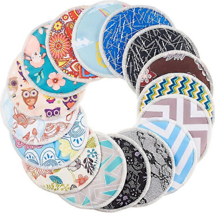 Ammeinnlegg i økologisk bambus, vaskbare innlegg, ammeinnlegg for gravide, brystskjold (tilfeldig farge)