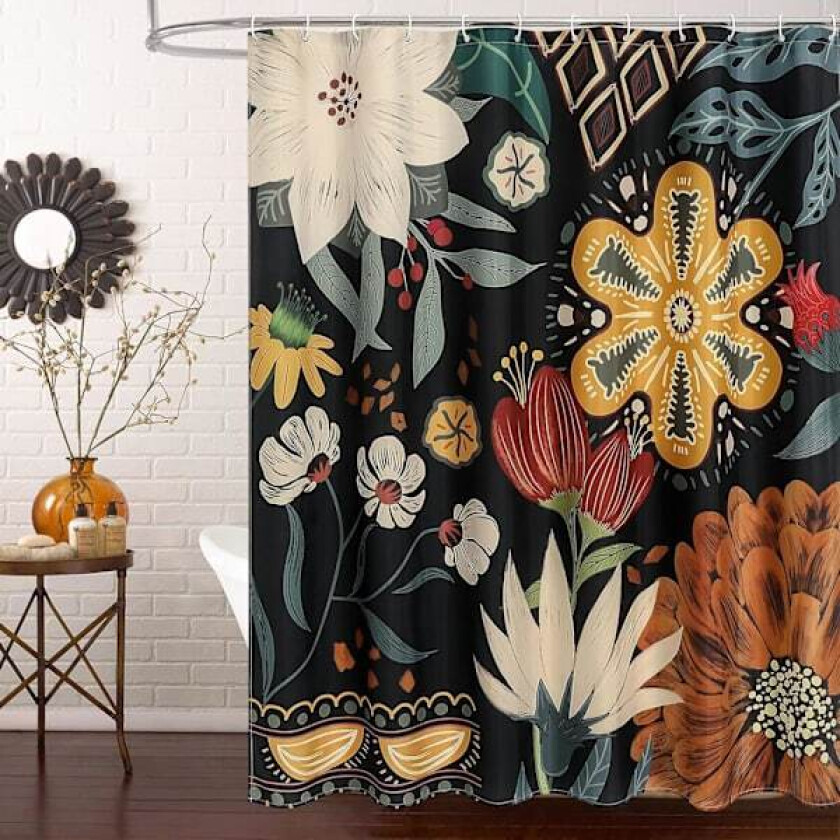 (180x200cm) Boho Blomster Dusjforheng, Tropiske Blad Stoff