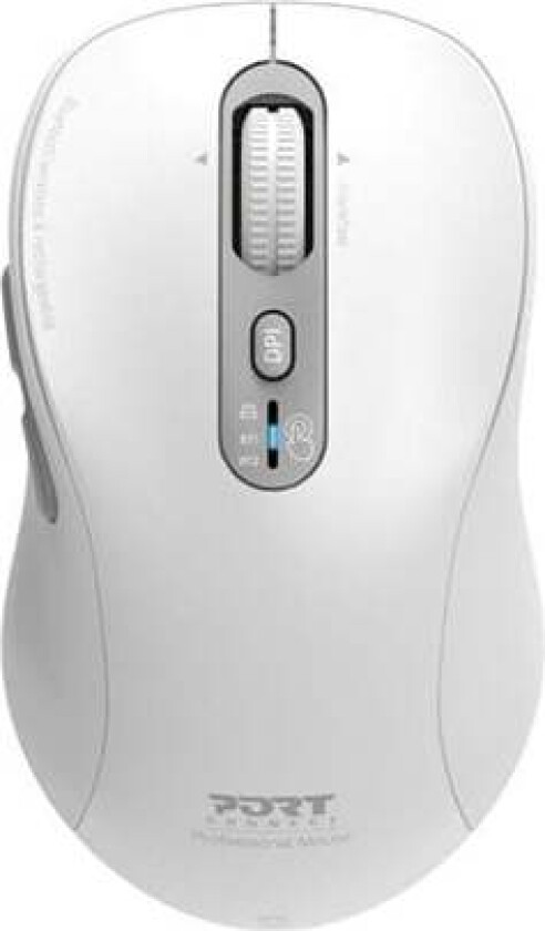 PORT Connect - mouse - expert rechargeable - 2.4 GHz Bluetooth - white - Mus - Optisk - 6 - Hvit