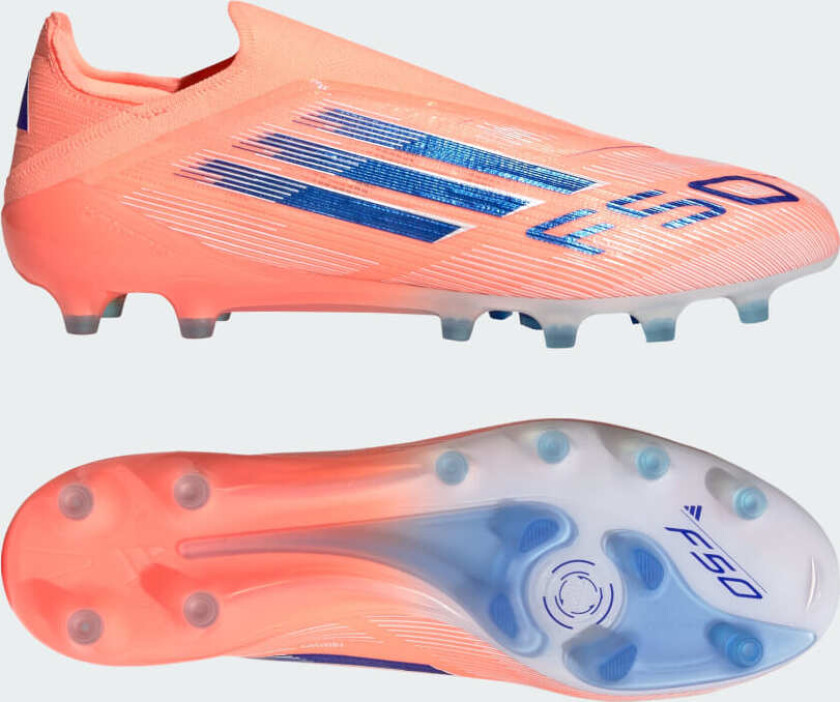 F50 Elite Laceless AG Coral Blaze - Oransje/Lucid Blue/Fottøy Hvit - Kunstgress (AG), størrelse 44