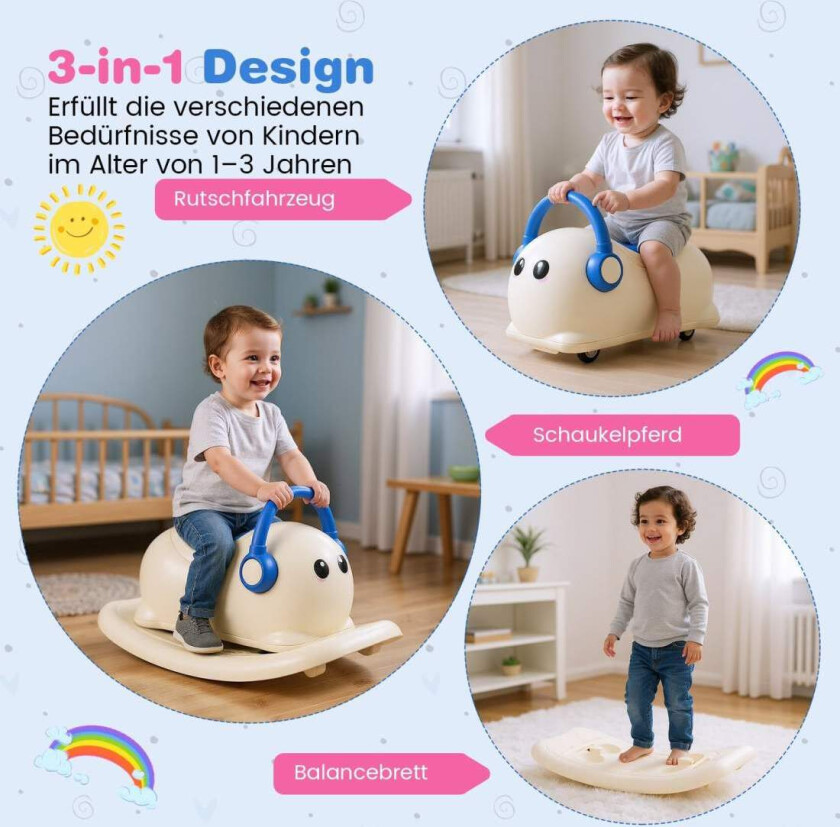 3-i-1 gyngehest for småbarn med oppbevaring – i alderen 1–3
