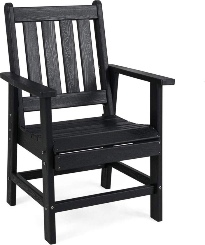 Værbestandig HDPE hagestol – svart, tre-look, ergonomisk