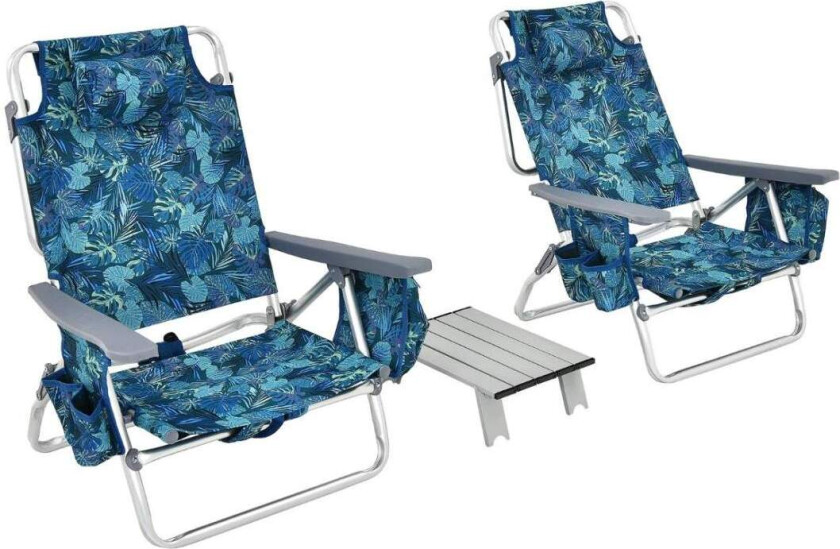 Strandstol- og bordsett – 3-delt, justerbart, bærbart