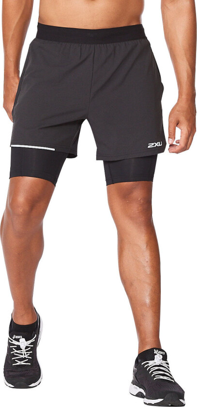 Men's Aero 2-in-1 5" Shorts Black/Silver Reflective S, Black/Silver Reflective