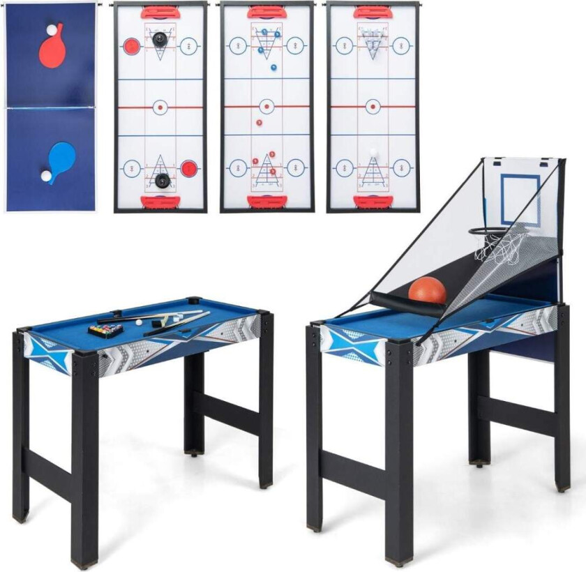 6-i-1 flerspillbord: biljard, bordtennis, mer