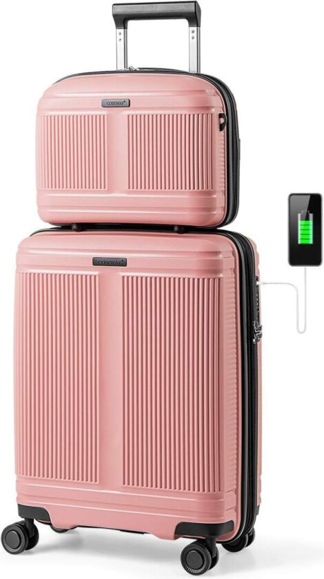 Bagasjesett med USB og TSA-lås – 20" håndbagasje, 14" kosmetikkveske