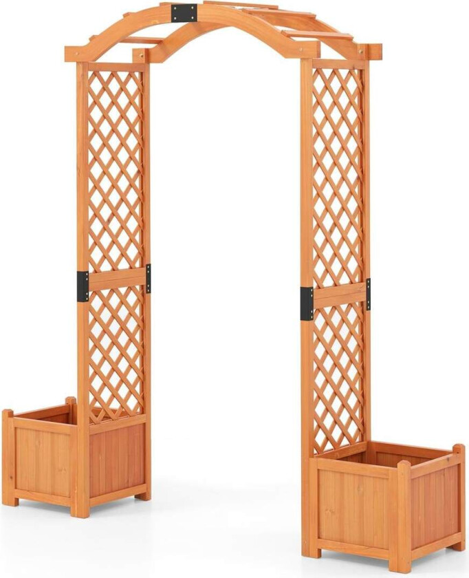 Hagebue i tre med plantekasser – 185 x 45 x 201 cm