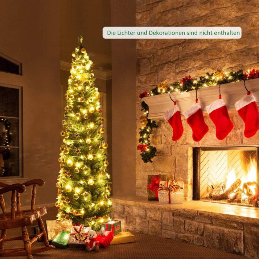 Slank blyantformet PVC-juletre – 210 cm, grønn