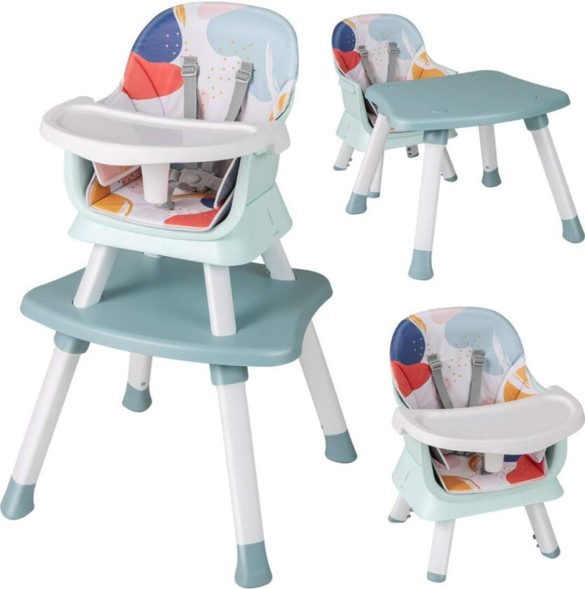 Konvertibel 6-i-1 barnestol med justerbart brett