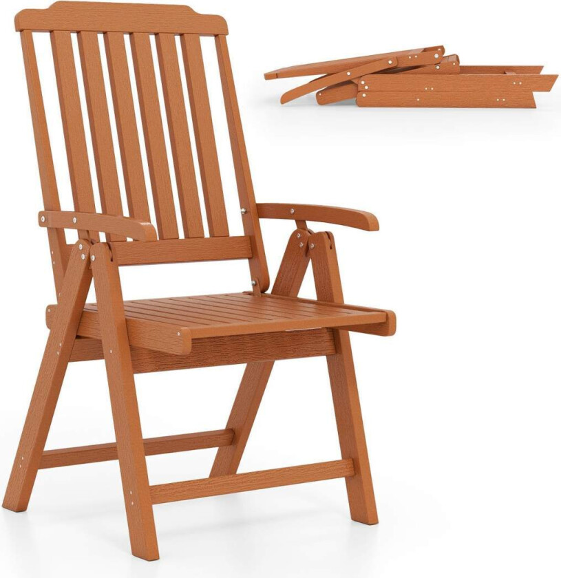 Sammenleggbar hagestol – værbestandig HDPE, trelook, brun