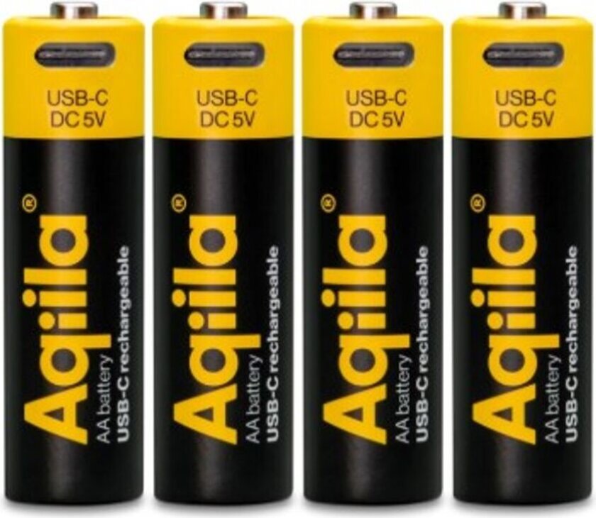 Aqiila Li-ion 2000mah oppladbart AA-batteri med USB-C - 4-pakning