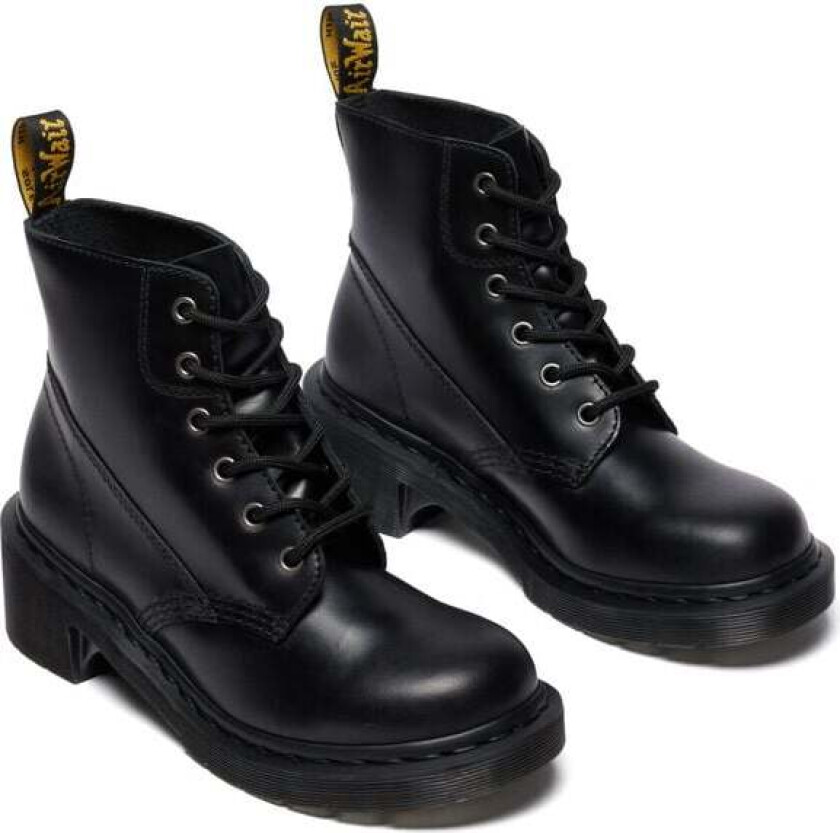 Biker Boots - Alderstone Lace Up 6 Tie Boots - Black Orleans - EU36 til EU41 - Damer - svart