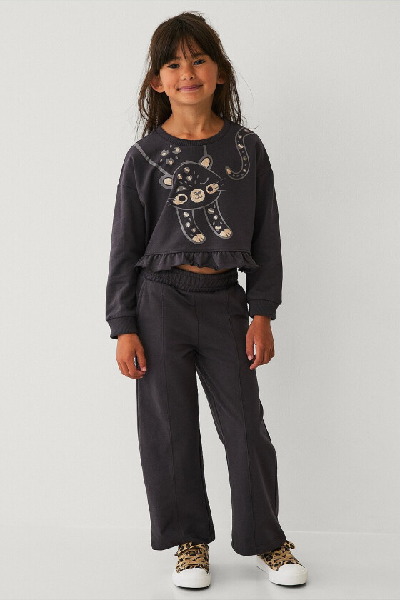 Sweatpants med brede bein - Grå