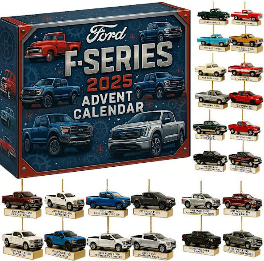 Pickup Truck Julekalender Blind Box, 2D Flat Juletrepynt, Julegaver