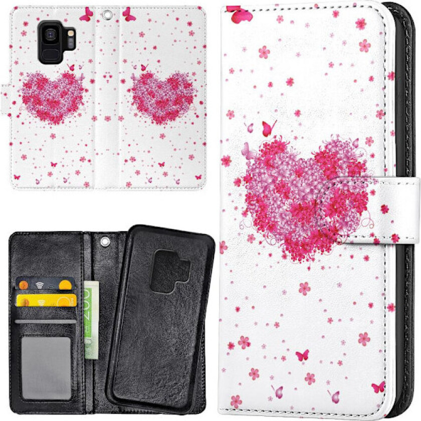 Samsung Galaxy S9 - Lommebok Deksel Blomsterhjerte
