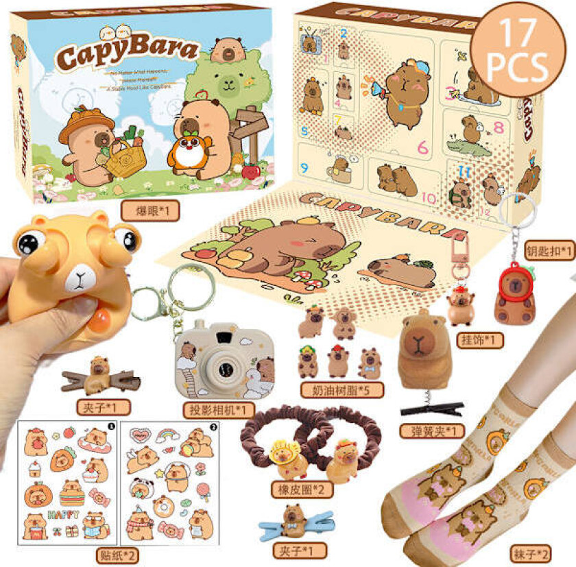 Hot 2025 Capybara Julekalender, 12 Dagers Nedtellingskalender