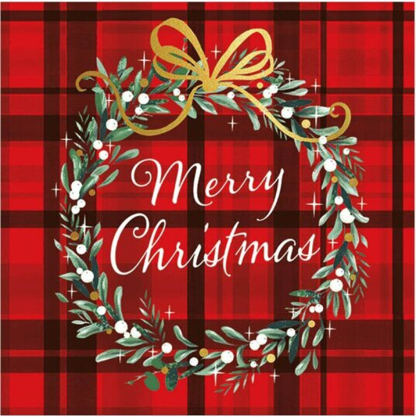 Serviett 16,5x16,5 cm Christmas Plaid Red