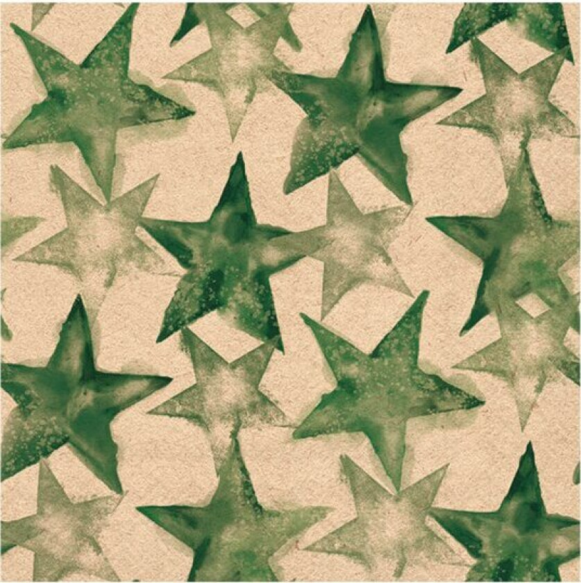 Serviett 16,5x16,5 cm Recycled Watercolour stars grønn