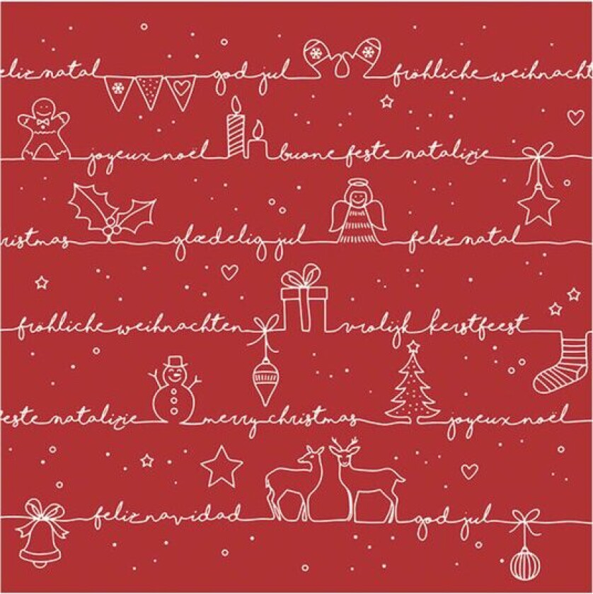 Serviett 16,5x16,5 cm Written Christmas wishes
