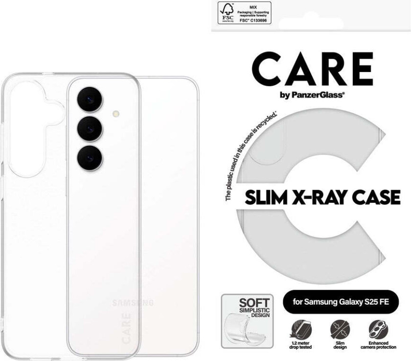 CARE by PanzerGlass Samsung Galaxy S25 FE Fashionable Transparent X-Ray Soft Basic Case - Gjennomsiktig