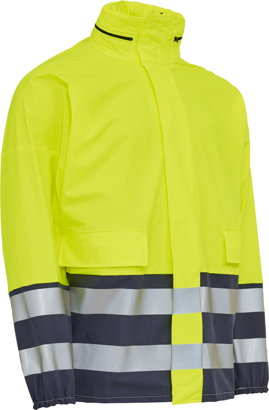 PU visible regnjakke - Fl. Gul/Navy - 2XL