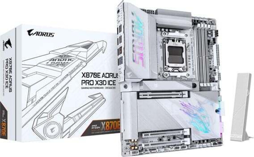 X870E AORUS PRO X3D ICE Hovedkort - AMD X870E - AMD AM5 socket - DDR5 RAM - ATX