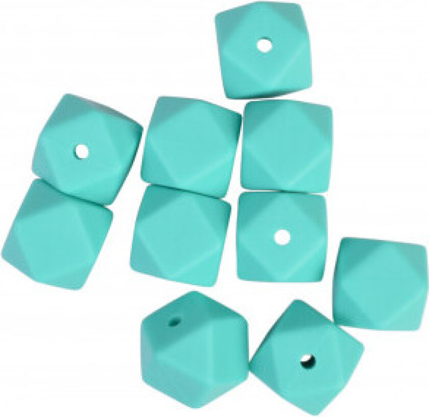 Perler Geometriske Silikon Turkis 14mm - 10 stk