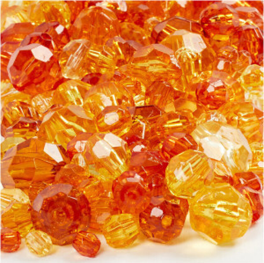 Harmoni Facettperlemix, gul (32227), str. 4-12 mm, hullstr. 1-2,5 mm,