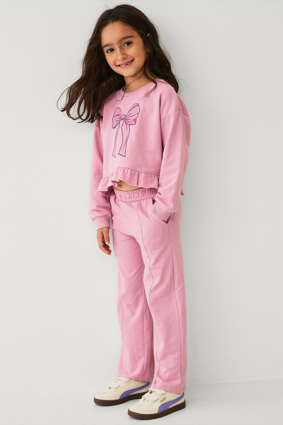 Sweatpants med brede bein - Rosa