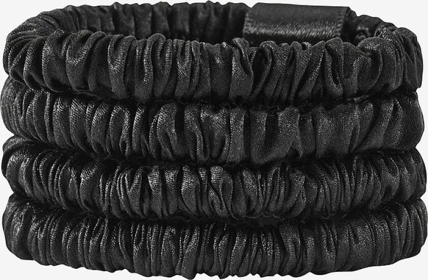 Bilde av Mulberry Silk Skinny Scrunchies - Svart
