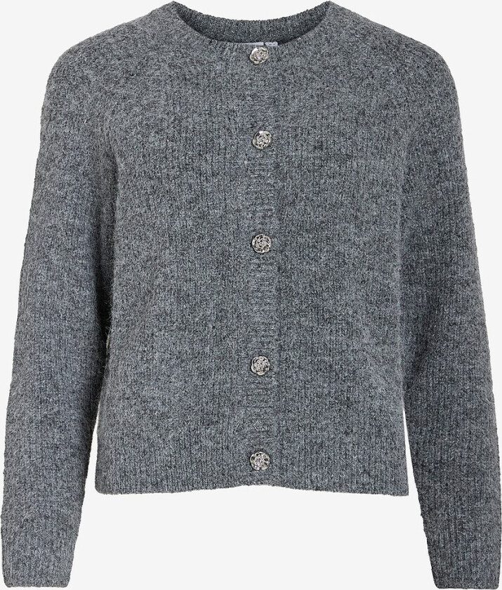 Kardigan viCheena O-neck L/S Button Knit Car - Grå