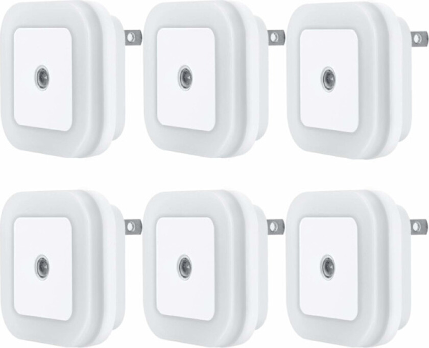 LED Nattlampe med Smart Sensor Skumring til Daggry Sensor, Dagslys Hvit, 0.5W Plug-in, 6-Pakning