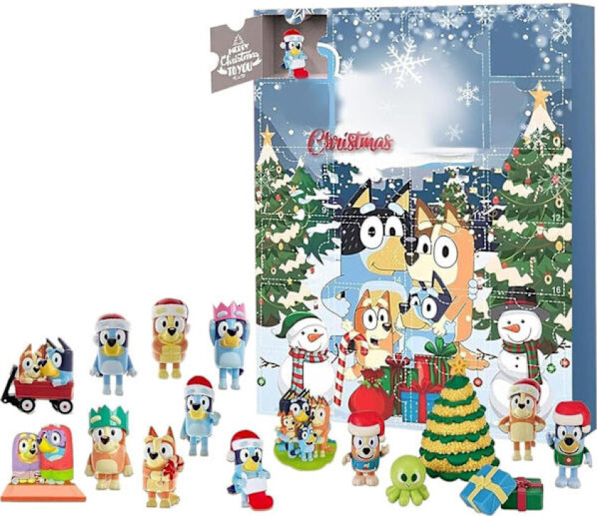 {HH} 24-dagers julekalender med søte Bluey-figurer