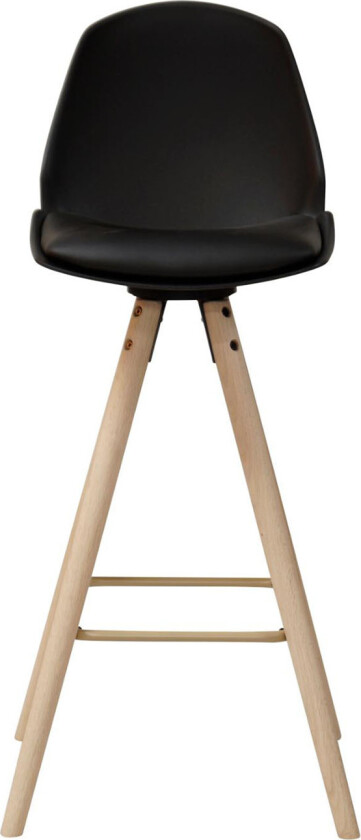 ACT NORDIC Oslo barkrakk, med rygg og fotstøtte - sort plast/PU og hvitoljet eik