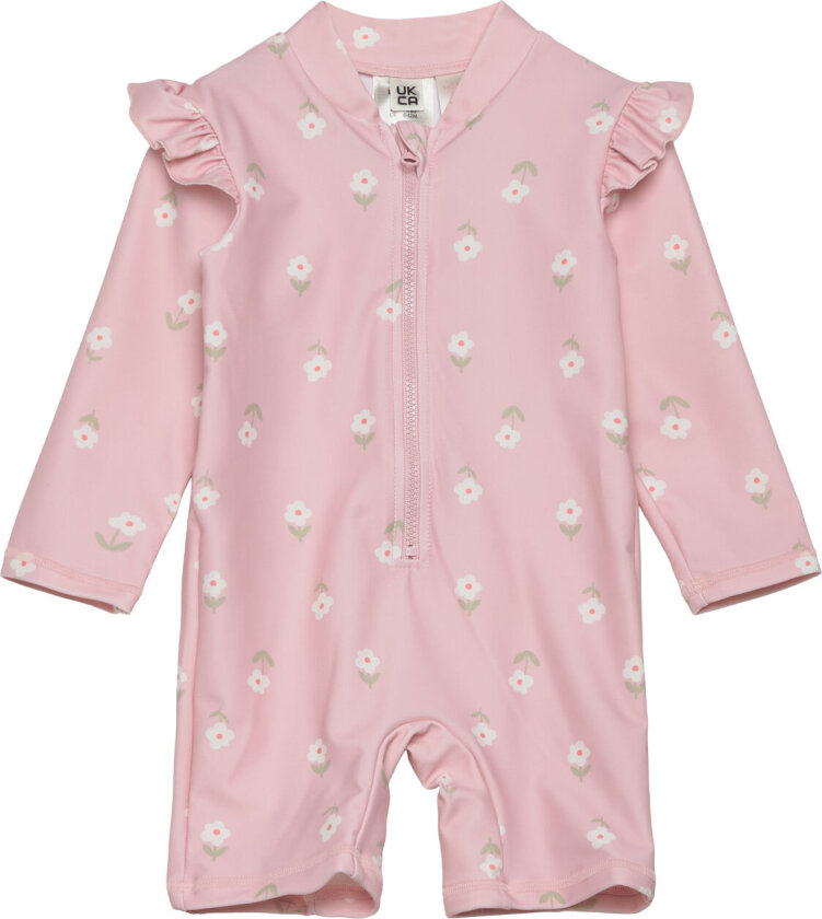 Sunprotection Suit W Frill Badedrakt Badetøy Pink Lindex