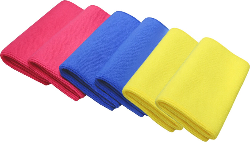 Mikrofiberkluter 6 stk. (gul, blå, fuchsia)