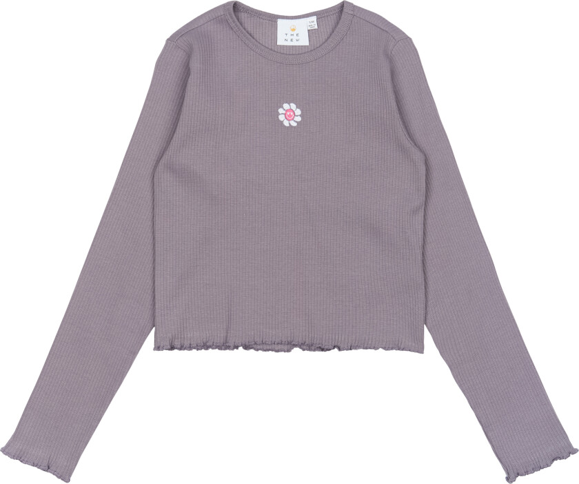 Bilde av TNPerrin Short L_S Rib Tee Gray Ridge Gray Ridge 5-6 Y Lilla 5-6 år kvinne