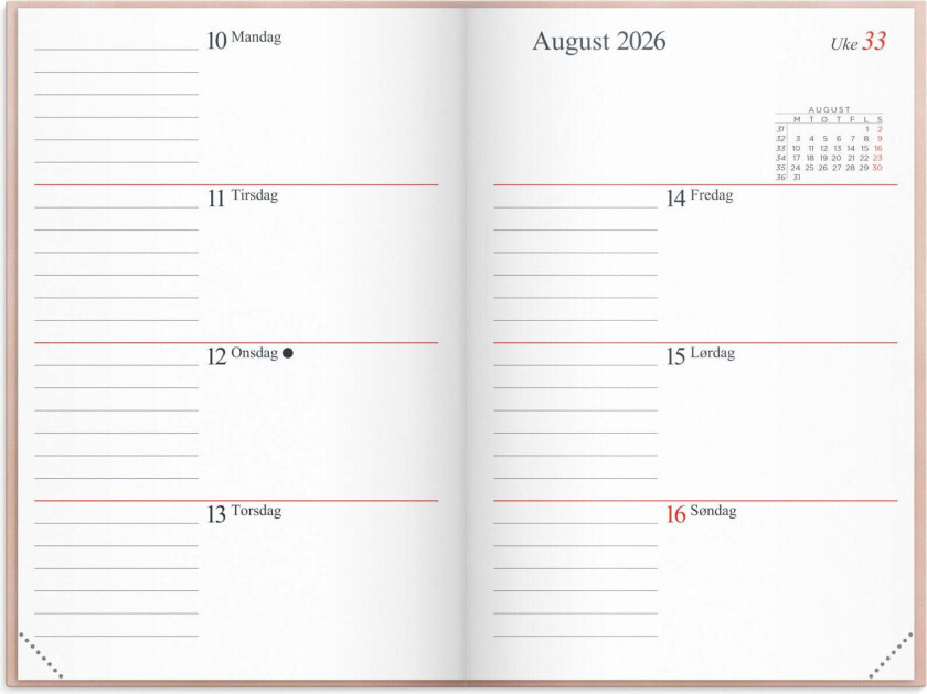 Lommekal Grieg Gemini 2026 Colore rosa