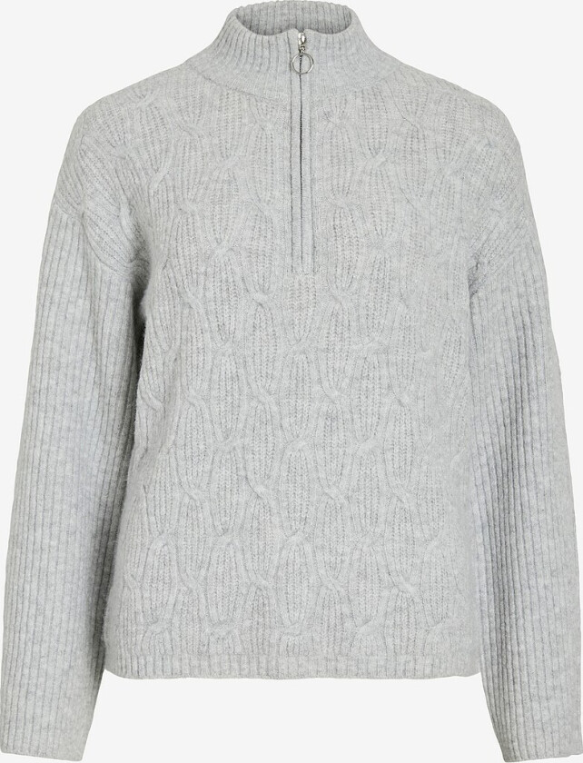 Pullover viLassia L/S High Neck Zipper Top - Grå