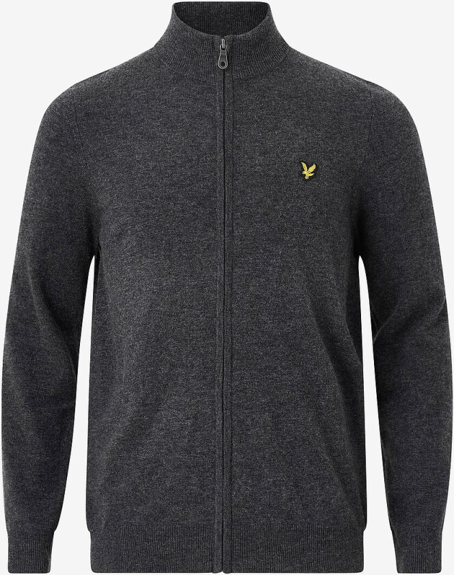 Kardigan Lambswool Blend Zip Through Cardigan - Grå