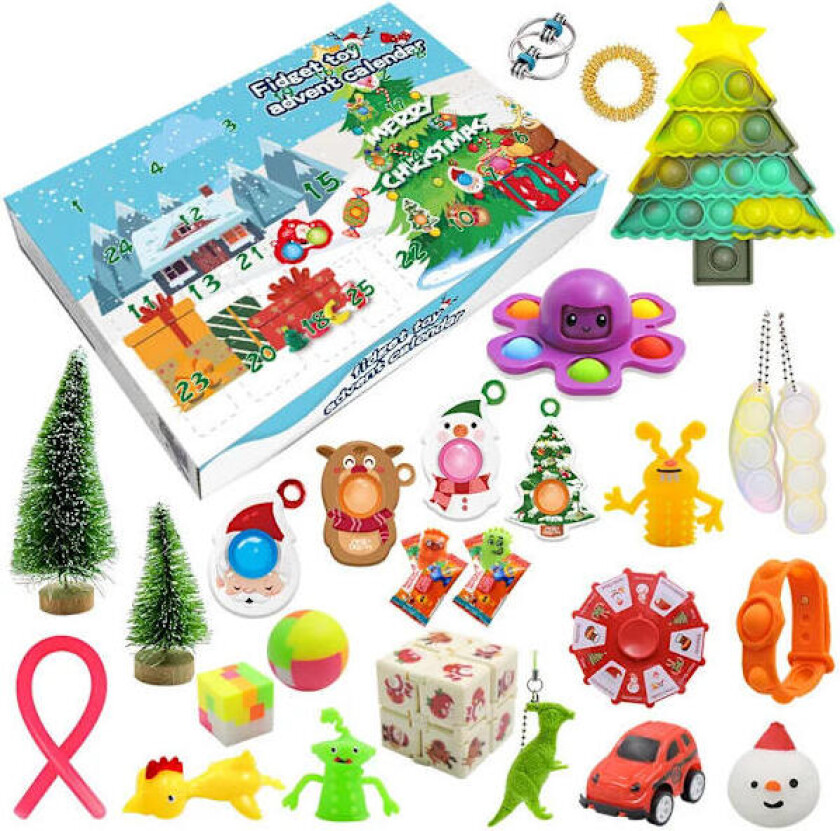 24 dager/sett Fidget Leker Julekalender Pakke Anti Stress Leketøy Sett Stress Relief Figet Leketøy Blindboks Barn Julegave(Mov)
