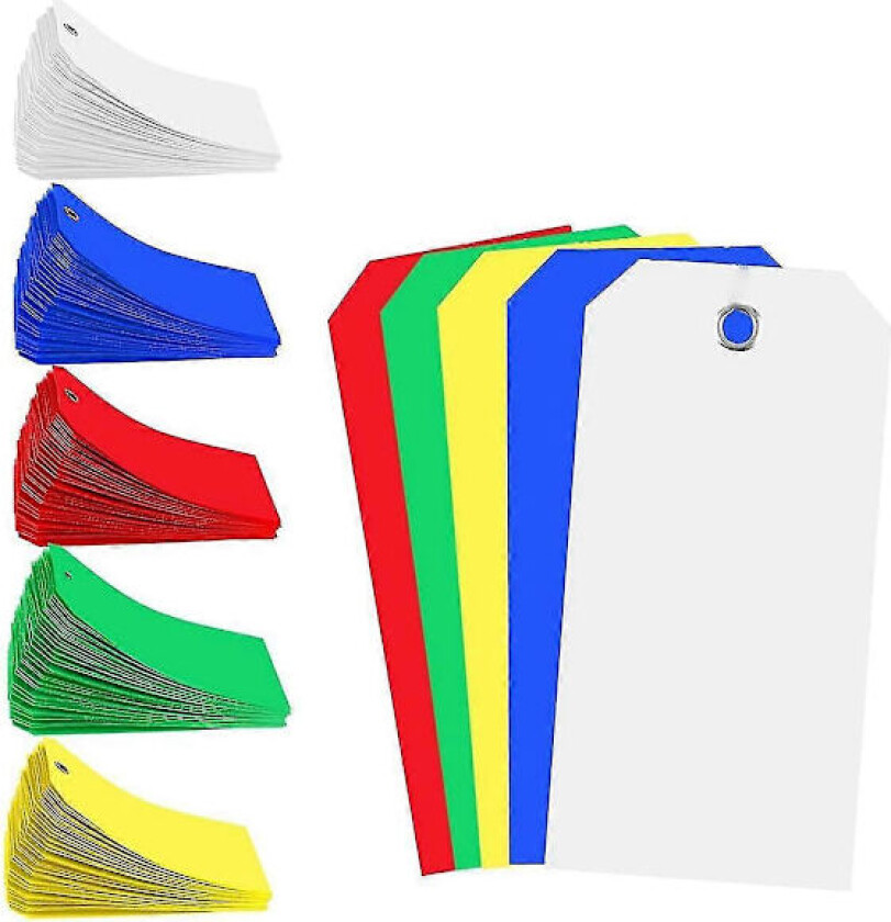 500 stykker 4 3/4 tommer x 2 3/8 tommer Plast Fraktetiketter Fargede Blank Merkelapper Vanntette Hengende Etiketter