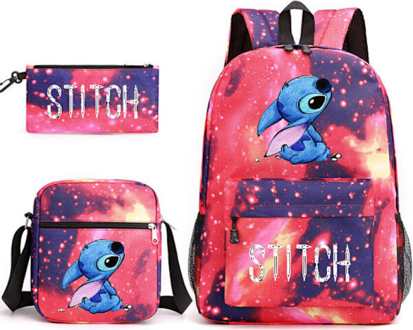 Lilo & Stitch Ryggsekk Sett skolesekk. .- Perfekt star red_MGF