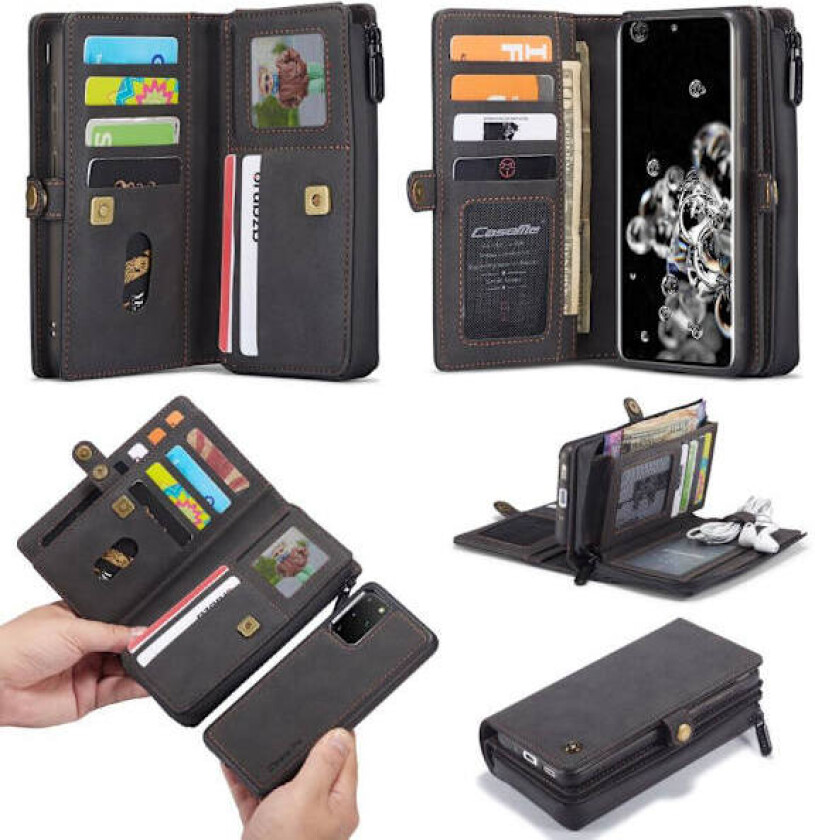 CASEME Samsung Galaxy S20 Plus Retro Lær Lommebok-deksel - Grå