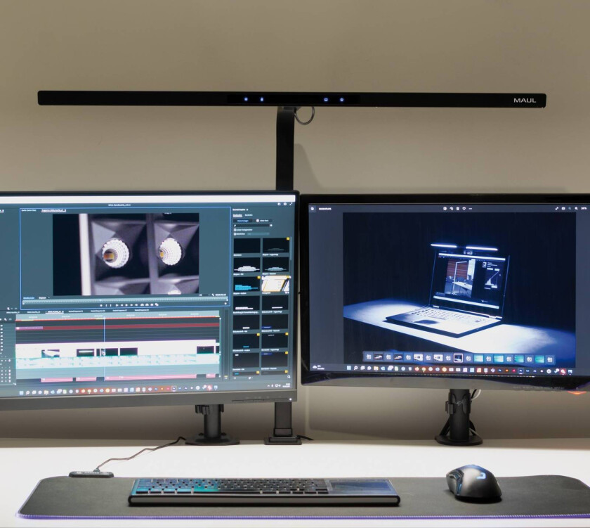 LED-monitorlampe MAULgate, sensor, dimbar, svart, klemme