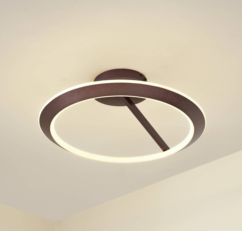 Lucande LED-taklampe Eldra, kaffebrun, Ø 55 cm, CCT