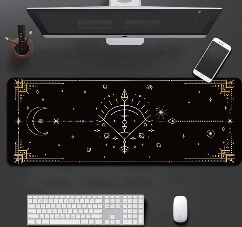 INF Ekstra Stor Skrivebordsmatte med Stjernebilde – Skytten Design, Sklisikker Gaming Musematte 90x40cm