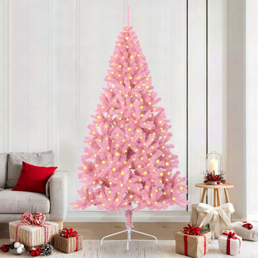 Kunstig forbelyst juletre med 300 LED Rosa 210 cm PVC