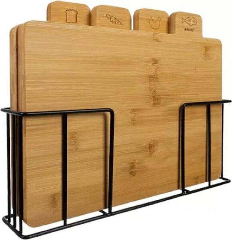 Skjærebrett med stativ - Bambus - 5 deler 1990_yux